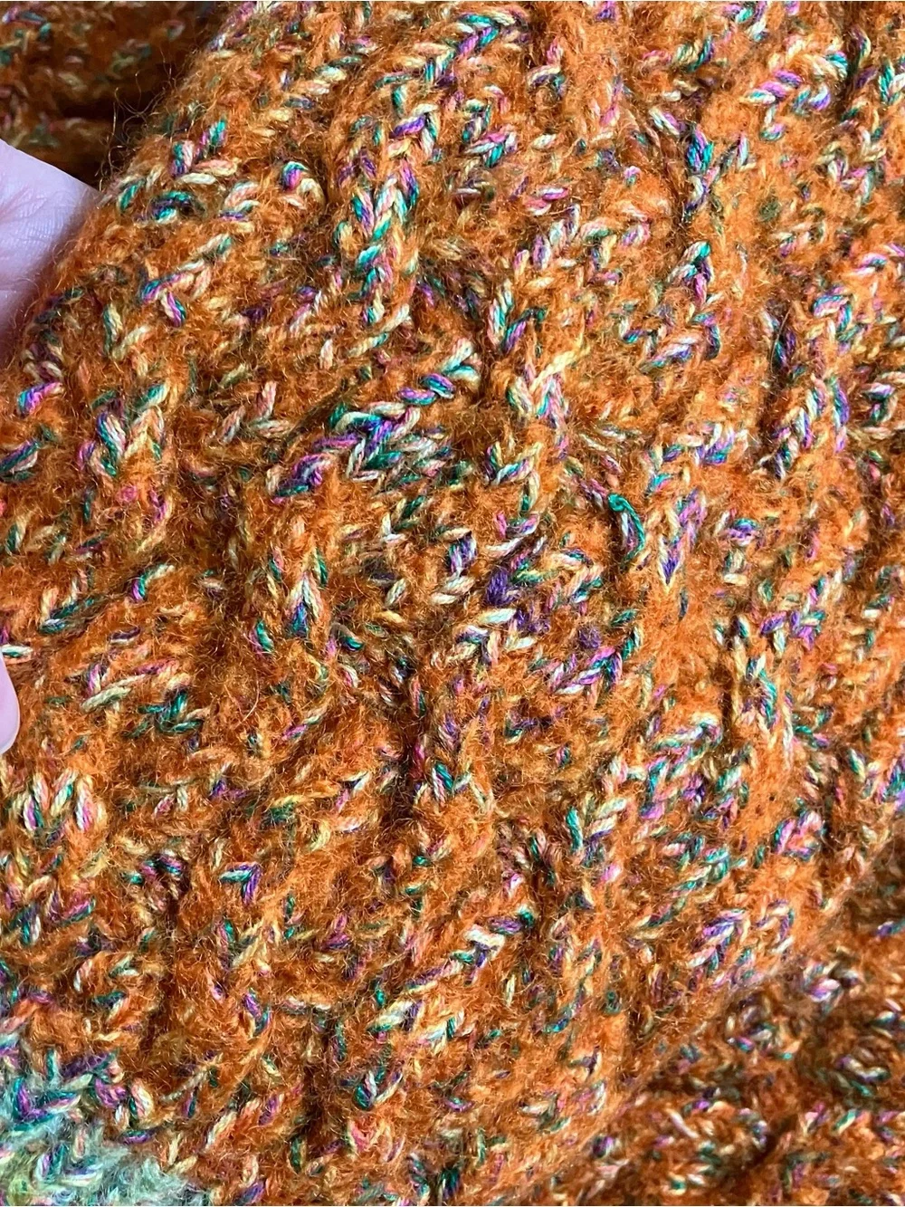 henri bendel Orange Cable Knit Turtleneck Sweater with Multicolor Trim - Picture 3 of 6